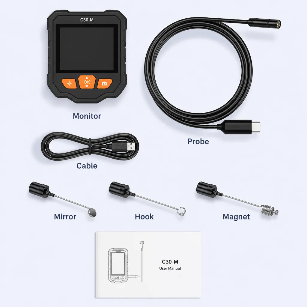 C30-M 5 M Single-Head Endoscope Camera and included accessories
