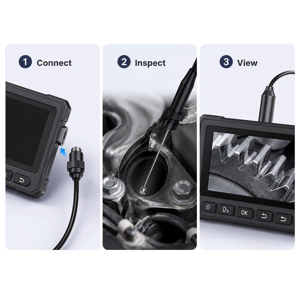 C30-M 5 M Single-Head Endoscope Camera setup and use views